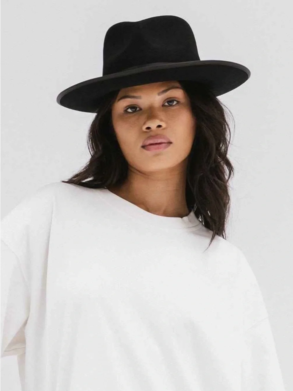 GIGI PIP Black Wide Brim Fedora Hat